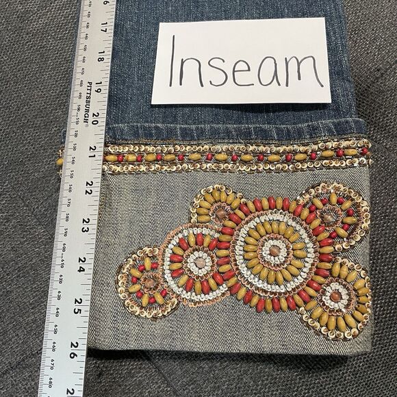 Vintage Cache Beaded Set Jeans Sz 8 Tank L NWT 90s Y2K Glam Denim Festival Rare - Picture 16 of 16